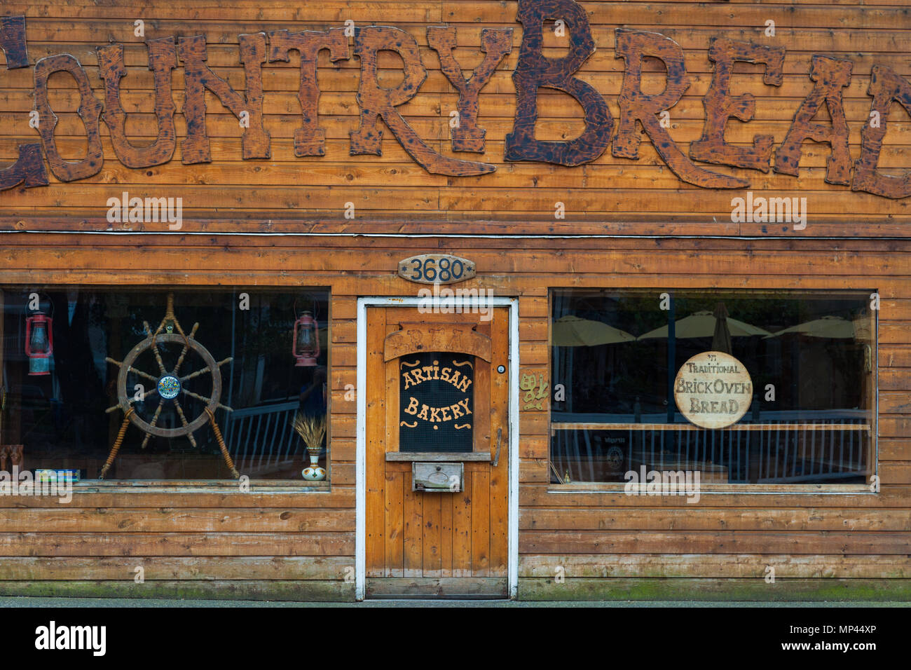 Handwerker Bäckerei in Steveston mit einem großen Steinofen die Brote zu backen Stockfoto