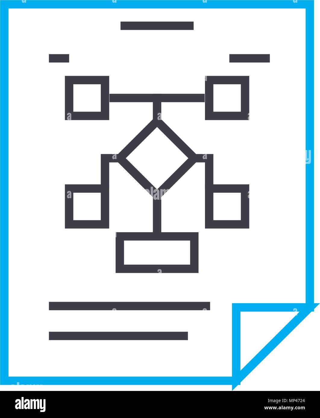 Organisatorische Workflow Plan lineare Symbol Konzept. Organisatorische Workflow Plan Linie vektor Zeichen, Symbol, Abbildung. Stock Vektor