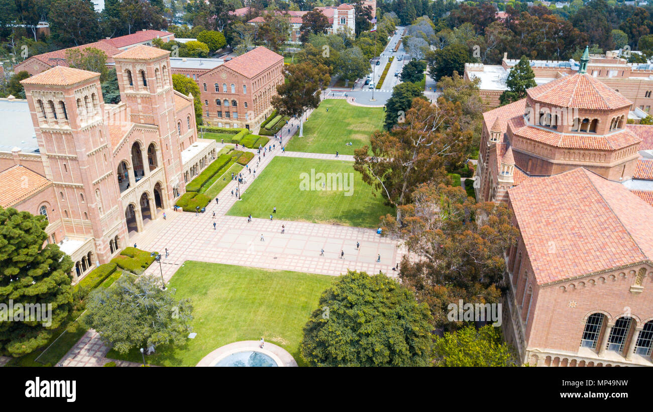 Royce Hall und Powell Bibliothek, Dickson, UCLA Campus, Universität von Kalifornien in Los Angeles, Kalifornien Stockfoto