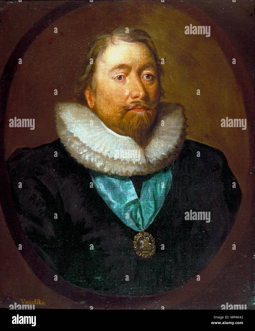 Portrait von Richard Weston, 1st Earl of Portland, britischer Diplomat, der Schatzkanzler und Lord high Treasurer (1577-1635) nach 1633 (Datum der Vorlage im Hochformat, auf dem diese basieren). 1014 RichardWeston Stockfoto