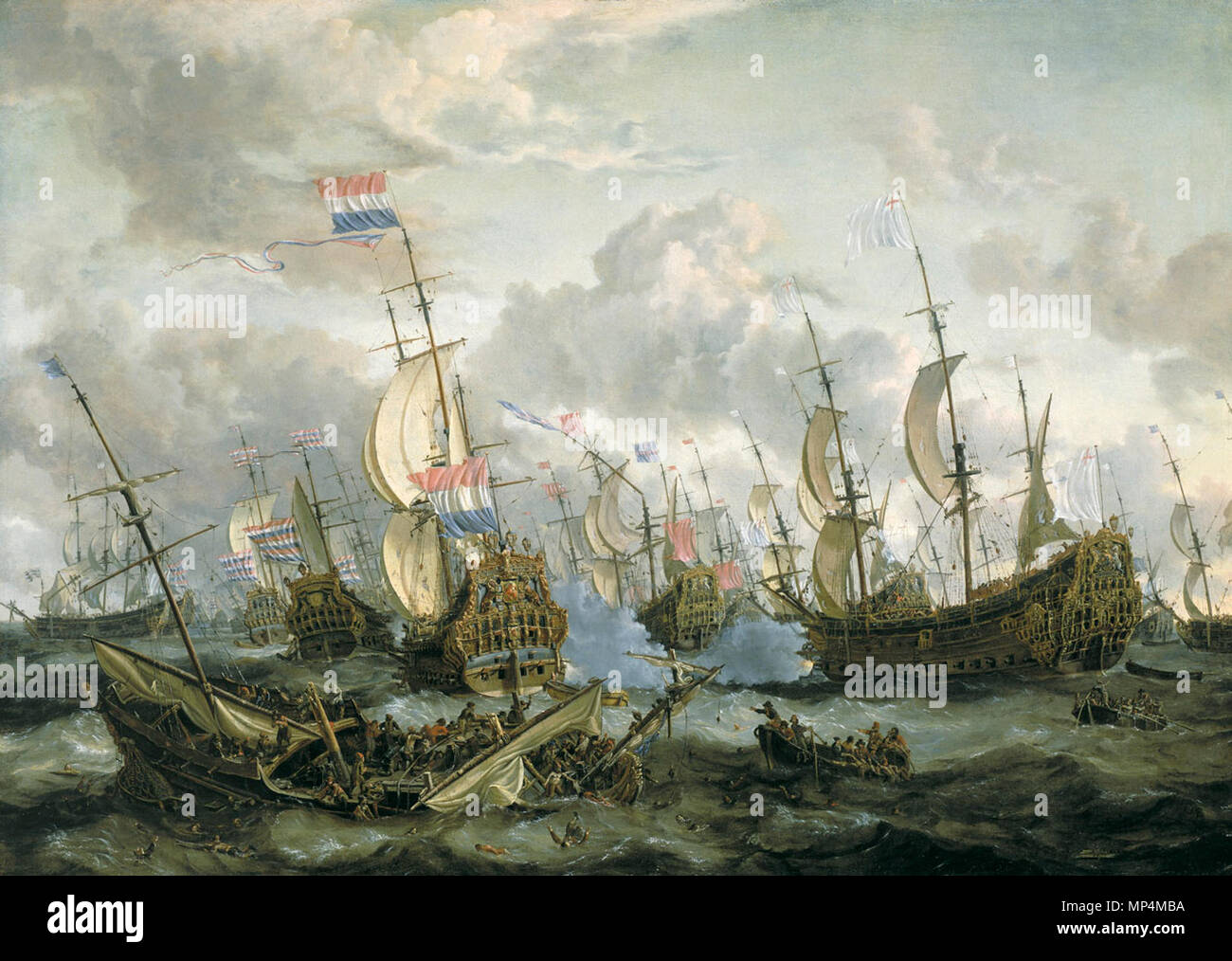 Die "Royal Prince' und andere Schiffe, die an den vier Tagen Schlacht, 1. - 4. Juni 1666. Vier Tag Schlacht im Zweiten Englisch-Niederländischen Krieg. ca. 1670. 1146 Storck, vier Tage Schlacht Stockfoto