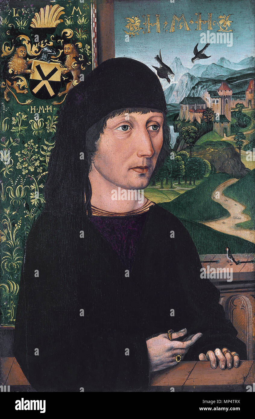 Levinus Memminger * Öl auf Leinwand * 33,7 x 22,9 cm * Ca. 1485 Levinus Memminger 887 Michael Wolgemut - Portrait von Levinus Memminger-WGA 25862 Stockfoto