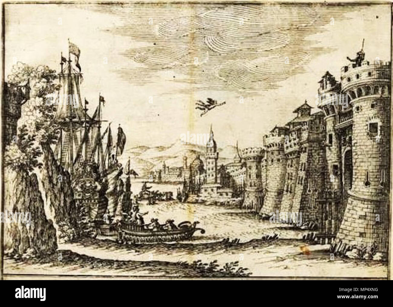 . Englisch: Bühne für Act 1, Scene i, für die Uraufführung von cesti's Oper L'Argia, Innsbruck, Österreich, 4. November 1655 gesetzt. 1655. Valerio Spada 1613 - 1688 780 L'Argia, Oper von Antonio Cesti, Akt 1, Szene 1 gesetzt Stockfoto