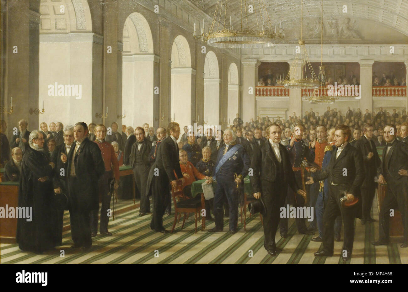 Dansk: Skitse til den grundlovgivende Rigsforsamling 1848 Englisch: Skizze der verfassunggebenden Nationalversammlung 1848 zwischen 1860 und 1864. 1127 Skitse til DEn grundlovgivende Rigsforsamling 1848 Stockfoto