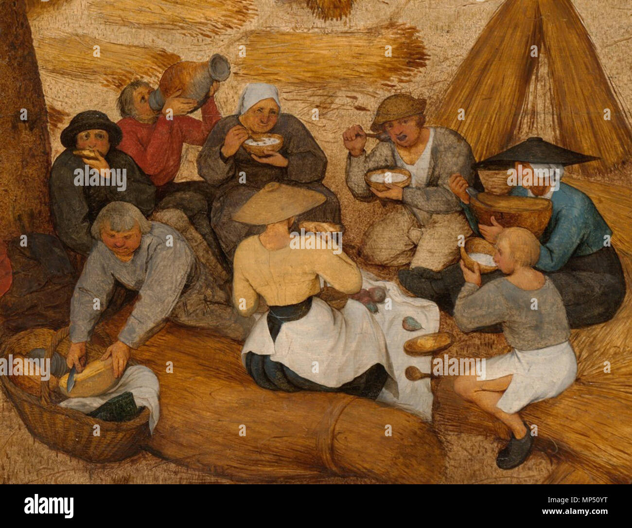 Die Erntemaschinen. Englisch: Pieter Brueghel der Ältere - die Erntemaschinen (Detail). 1565. Pieter Brueghel der Ältere (ca. 1520/1525-1569) 989 Pieter Bruegel de Oude-De graanoogst Detail 1. Stockfoto