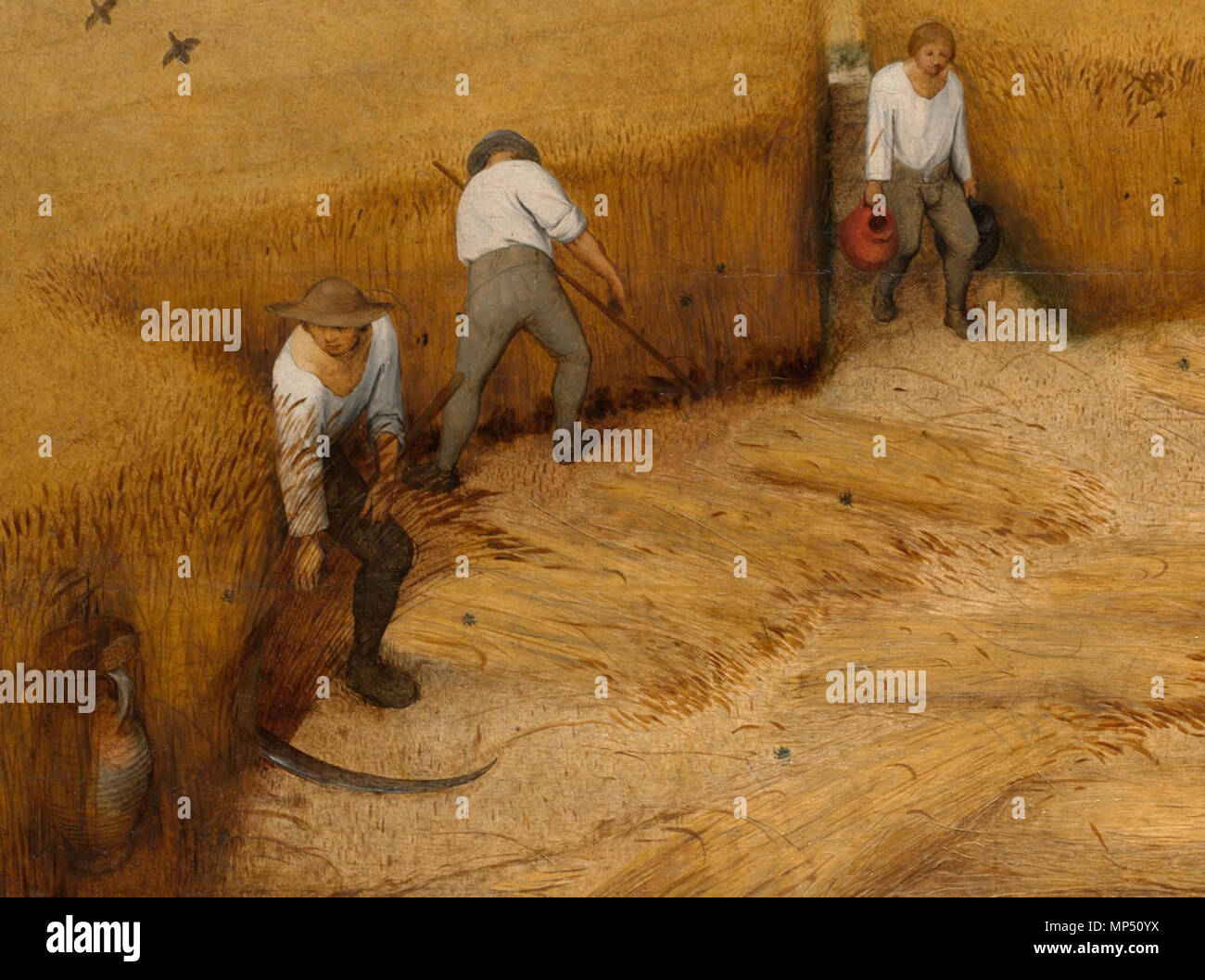 Die Erntemaschinen. Englisch: Pieter Brueghel der Ältere - die Erntemaschinen (Detail). 1565. Pieter Brueghel der Ältere (ca. 1520/1525-1569) 989 Pieter Bruegel de Oude-De graanoogst Detail 3 Stockfoto