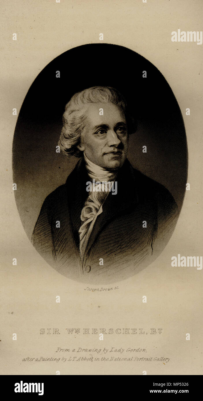 . Porträt von William Herschel, von "Memoiren und Korrespondenz von Caroline Herschel" durch Frau John Herschel,-1876. London: John Murray, Albemarle Street, 1876. 1876. Herschel, John, Frau,-1876 1265 William Herschel-1876 - Memoiren - Abbildung Stockfoto