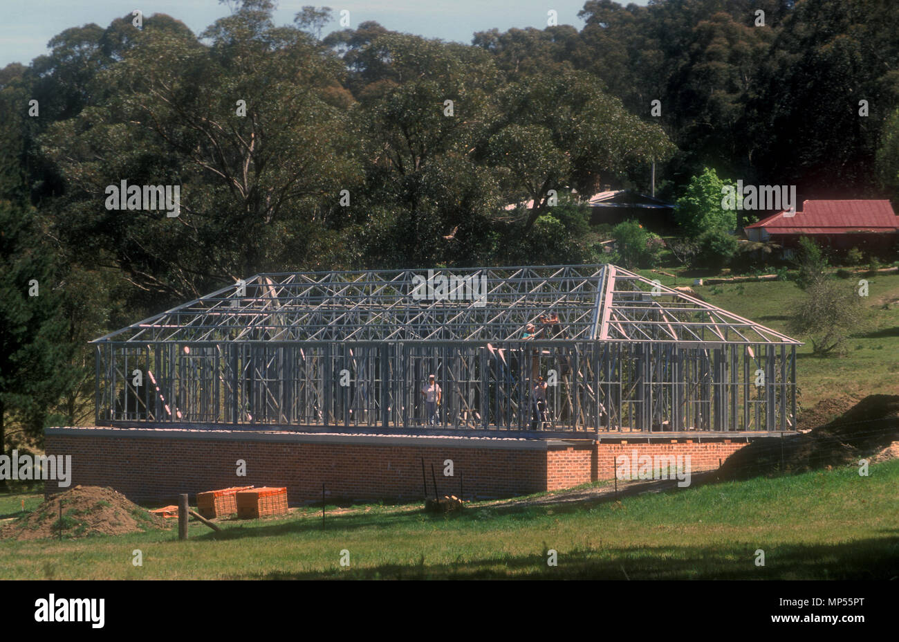 Rahmen der neuen Heimat GEBAUT, den äußeren Vororten von Sydney, New South Wales, Australien Stockfoto