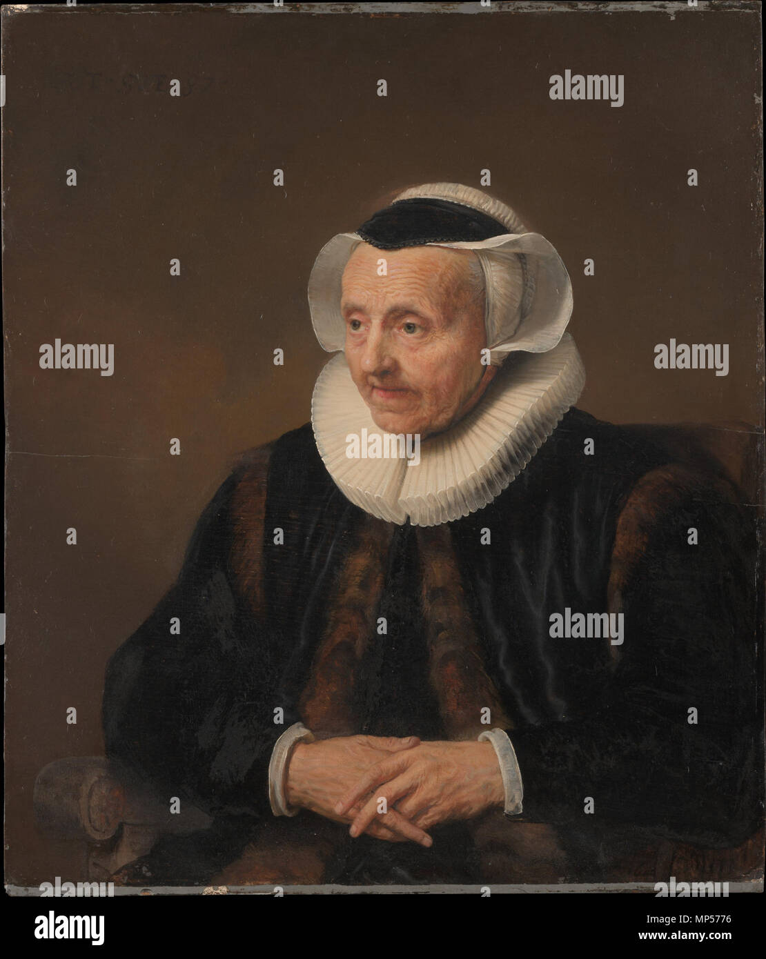 Jacob Backer (Niederländisch, Harlingen 1608 - 1651 Amsterdam) Porträt einer alten Frau, Öl auf Holz, 28 x 24 in. (71,1 x 61 cm) das Metropolitan Museum of Art, New York, H. O. Havemeyer Sammlung, Vermächtnis der Frau H. O. Havemeyer, 1929 (29.100.2) http://www.metmuseum.org/Collections/search-the-collections/435597 Englisch: Porträt einer alten Frau, ca. 1640. Jacob Adriaensz Backer (1608-1651) Alternative Namen Jakob Adriaensz. Backer, Jacob Adriaensz. Bacquer, Jacob Adriaensz. Bakker, Monogrammist JAB Beschreibung niederländische Maler und Zeichner Geburtsdatum / Tod zwischen dem 27. August 1608 und Stockfoto