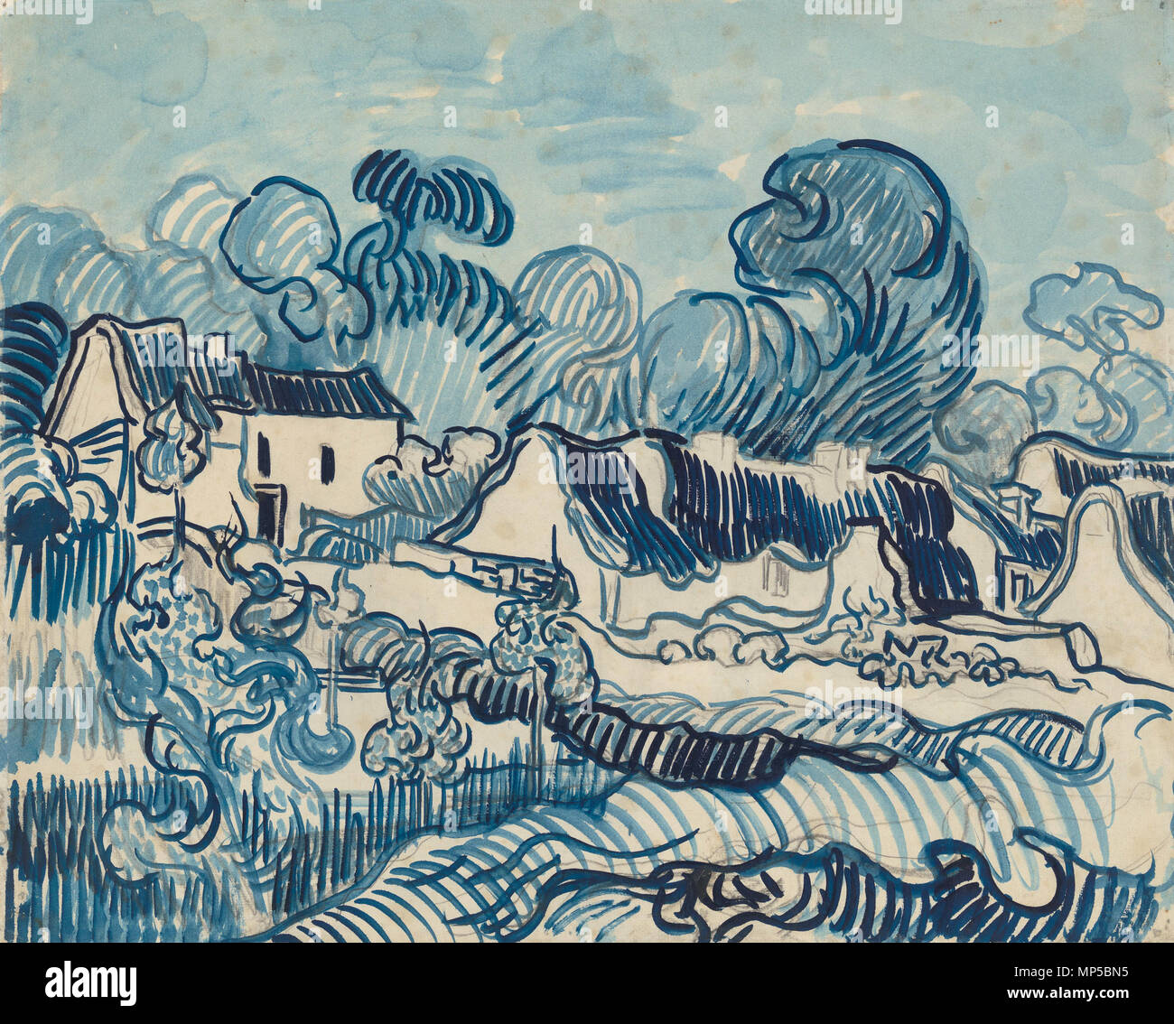 Landschaft mit Häusern ca. 23 Mai 1890. 1237 Vincent van Gogh - Landschaft mit Häusern-F 1640 r JH 1986 Stockfoto