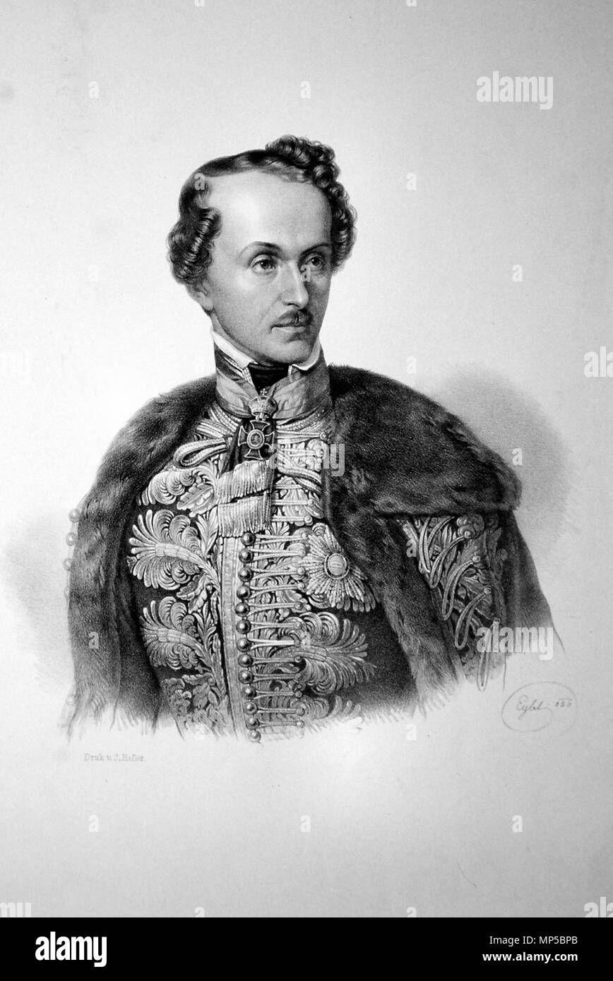 OLYMPUS DIGITALKAMERA. English: Valentin Graf Esterhazy (1814-1858), k. k. Diplomat. Lithographie von Franz Eybl, 1856. 1856. Franz Eybl (1806-1880) 1218 Valentin Esterhazy Litho Stockfoto