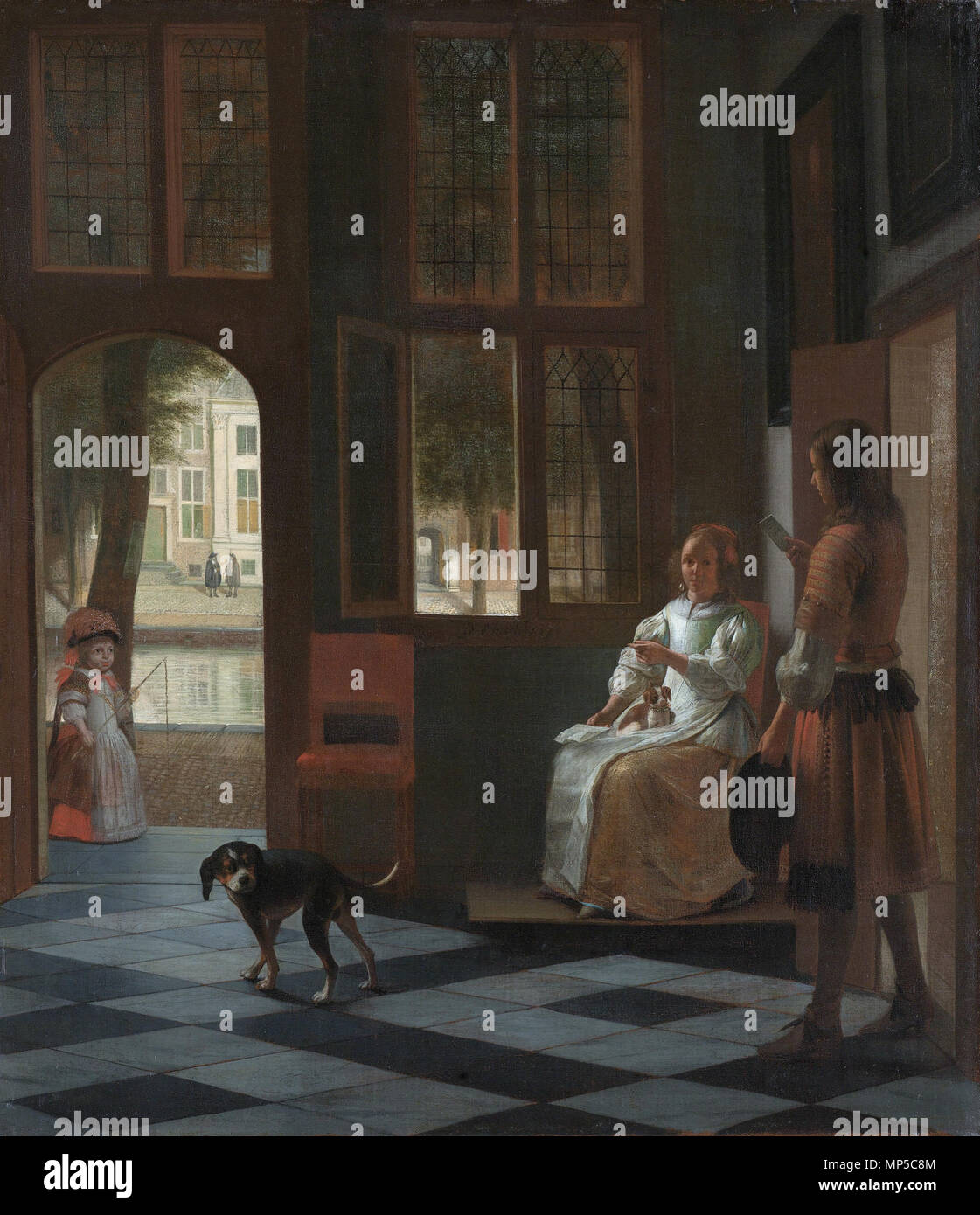 Man Hände einen Brief an eine Frau in einer Halle * Öl auf Leinwand * 68 x 59 cm* unterzeichnet: S. de Hooch f. 1670 Mann die Hände einen Brief an eine Frau in einer Halle, von Pieter de Hooch 847 Mann die Hände einen Brief an eine Frau in einer Halle, von Pieter de Hooch Stockfoto