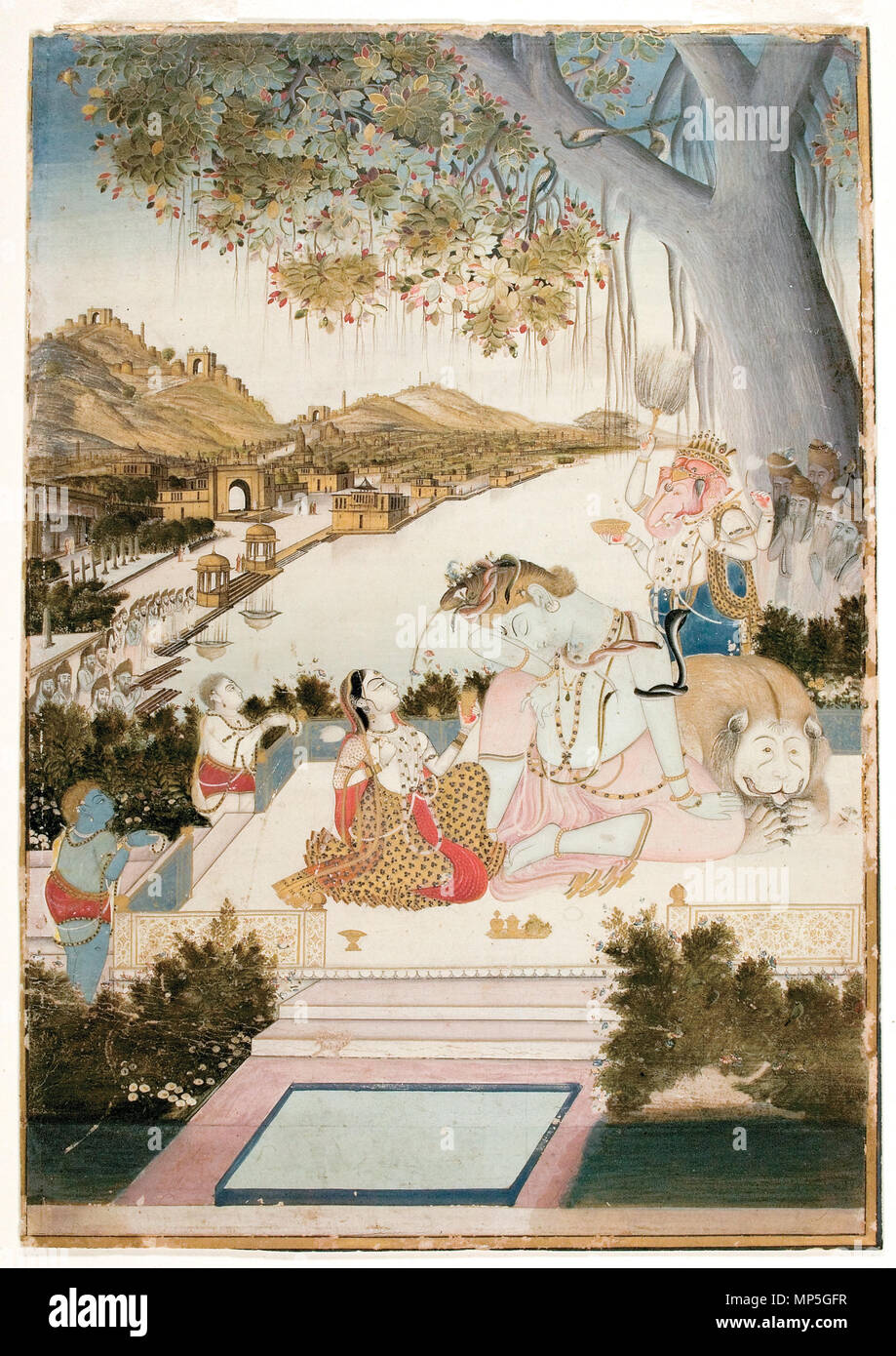 . Englisch: Erstellungsdatum: Ca. 1790 Display Abmessungen: 11 1/16 in. x 8 19/32 in. (28,1 cm x 21,8 cm) Kreditlinie: Edwin Binney 3 Sammlung Beitritt Artikelnummer: 1990.862 Sammlung: <a href='Http://www.sdmart.org/art/our-collection/asian-art' rel='nofollow'> Die San Diego Museum der Kunst</a>. 17 Februar 2006, 13:29:16. Englisch: thesandiegomuseumofartcollection 818 Lord Shiva besucht von Parvati (6125110642) Stockfoto