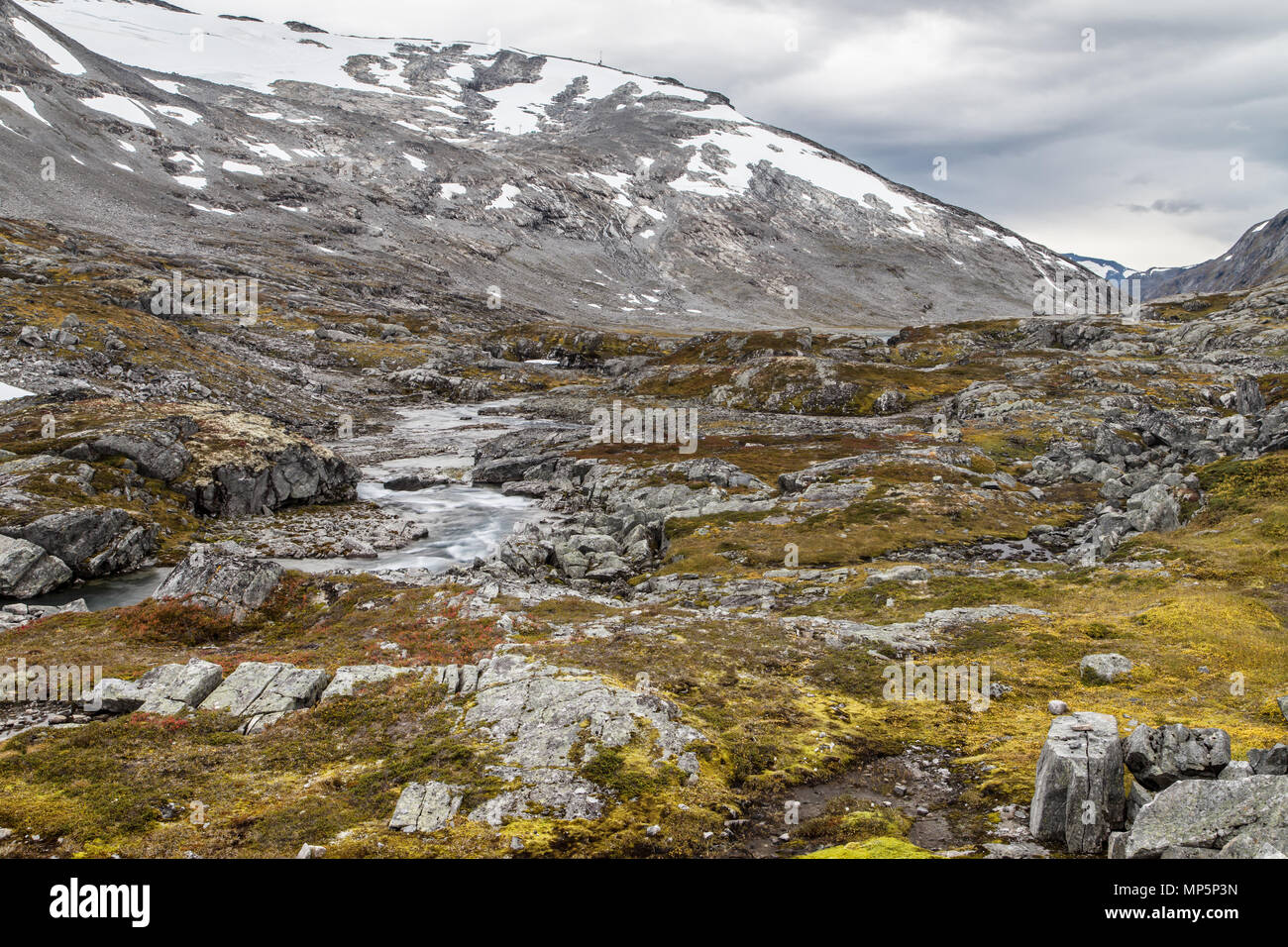 Strynefjellet videdalen Tal und die Berge von Den Gamle Strynefjellsvegen Route, Norwegen, im Herbst. Stockfoto