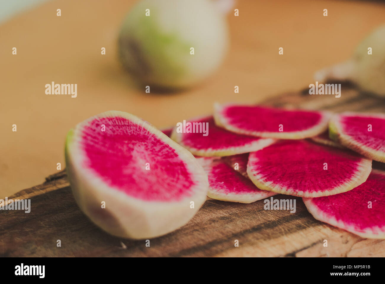 Frisch organische Wassermelone Radieschen geerntet Stockfoto