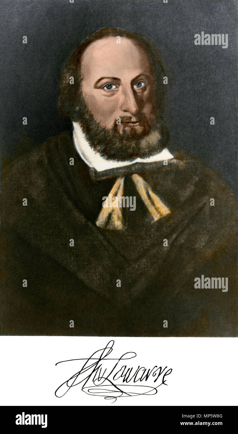 Thomas West, 12 Baron De La Warr (Herr Delaware), mit Autogramm. Handcolorierte photogravure von einem Gemälde Stockfoto
