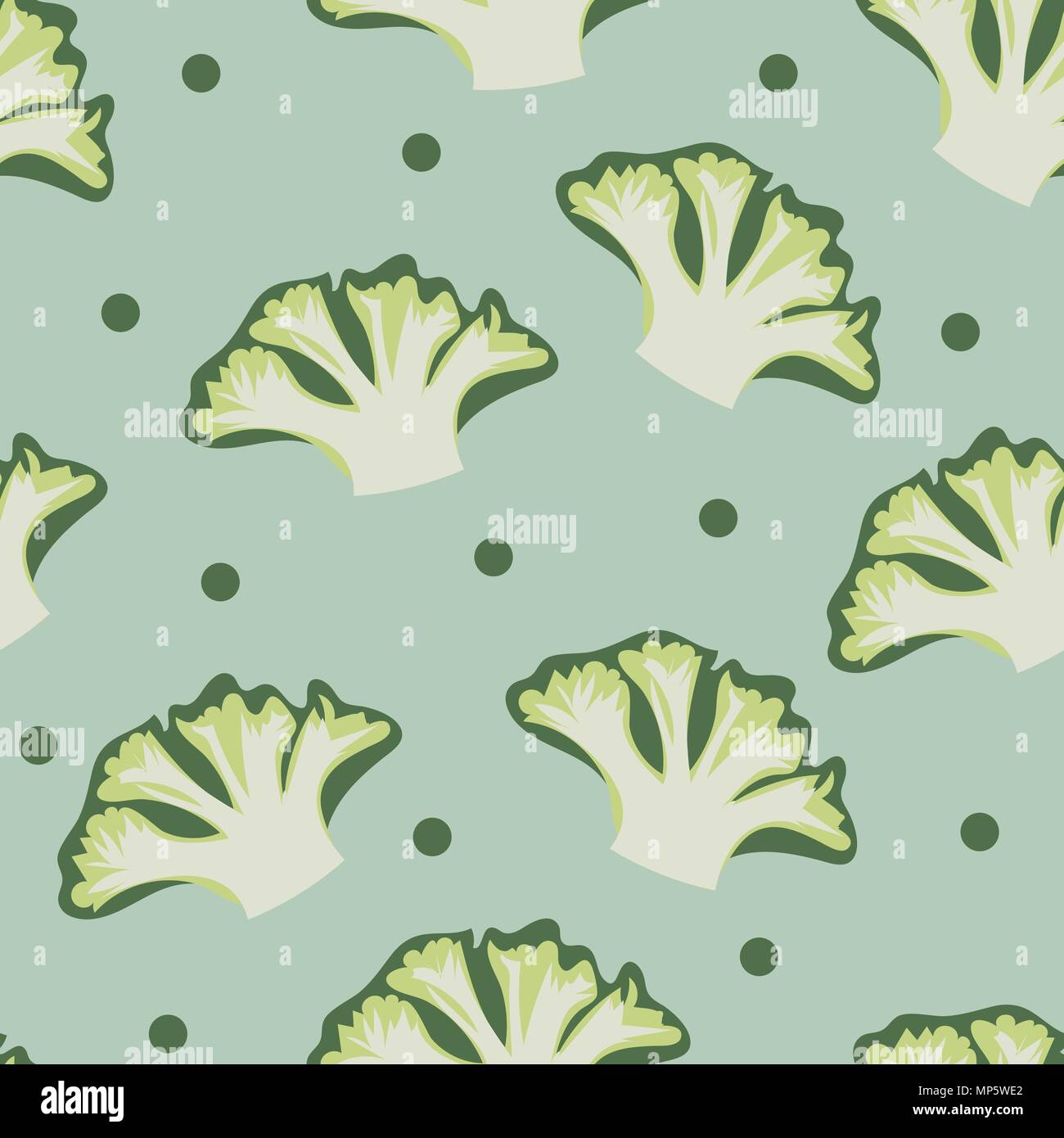 Nahtlose Gemüse Brokkoli auf geenen Hintergrund gesetzt. Vector Illustration Stock Vektor