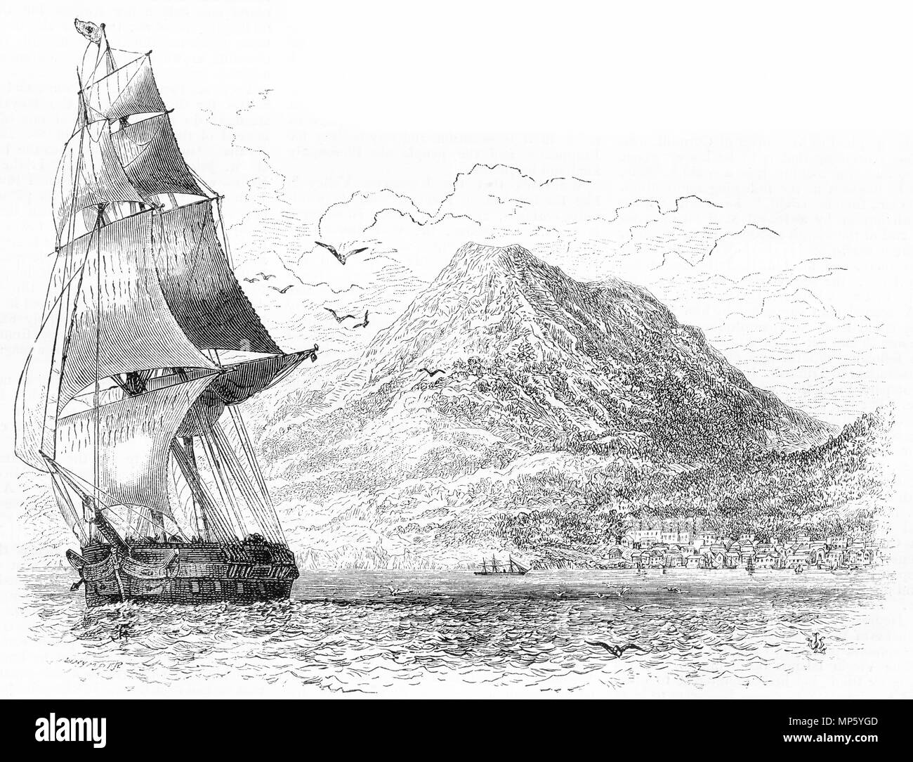 Gravur von Basseterre, St. Kitts. Von einem ursprünglichen Gravur in eigenen Papier Magazin der Mädchen 1883. Stockfoto