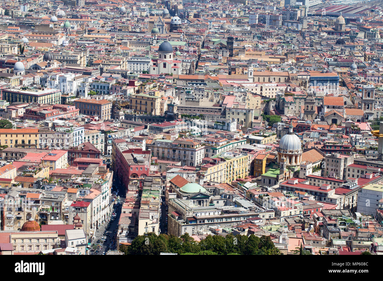 Luftaufnahme auf Neapel, von Castel Sant'Elmo, Neapel, 05.09.2017, Italien Stockfoto