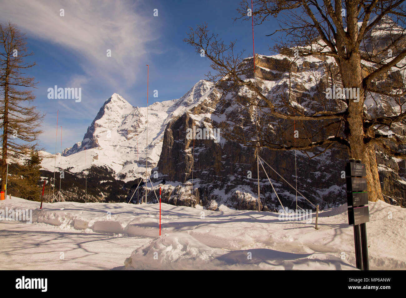 Baustelle in Mürren, Schweiz Stockfoto