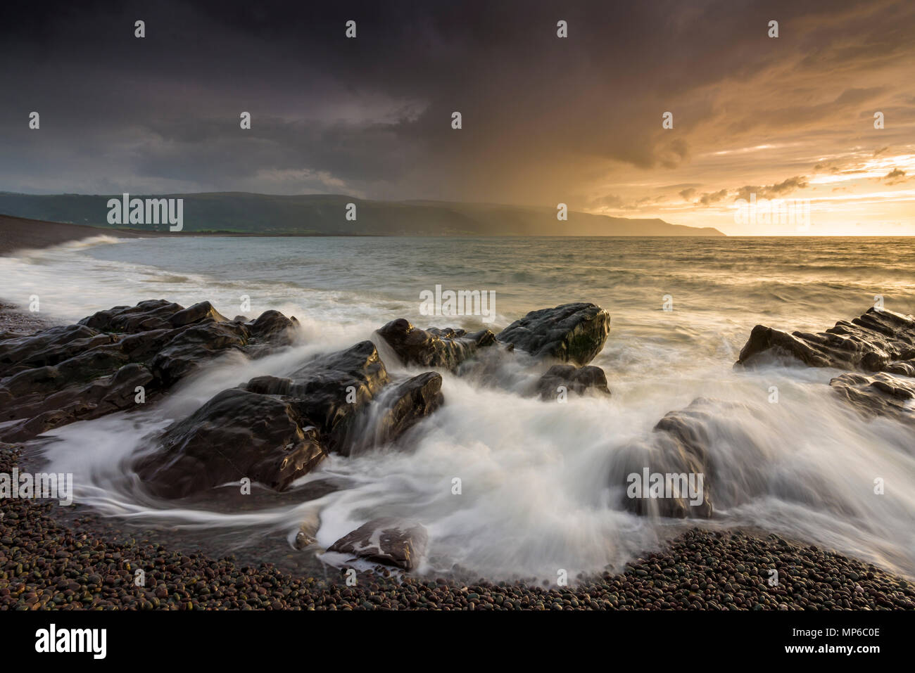 Bossington Strand in Porlock Bay. Exmoor National Park in Somerset, England. Stockfoto