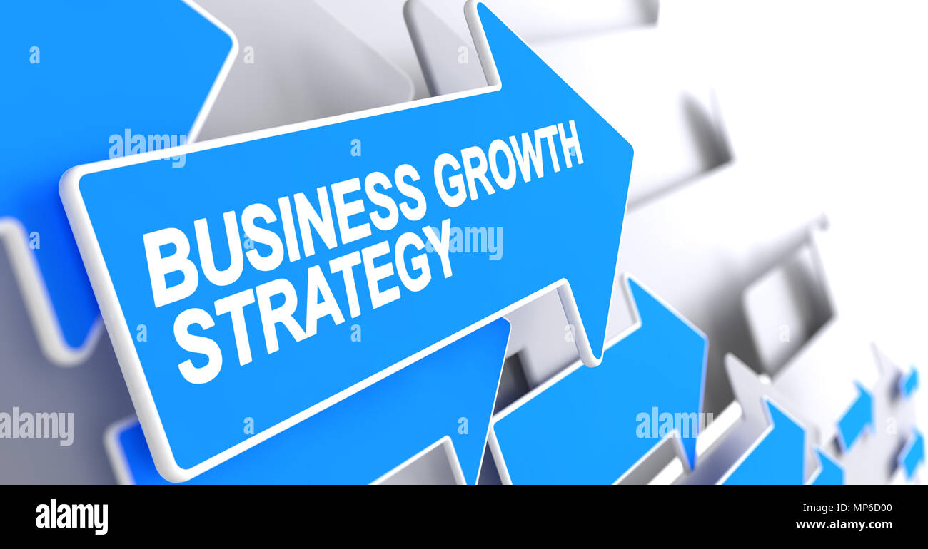 Das Wachstum des Unternehmens-Strategie - Inschrift auf blaue Zeiger. 3D. Stockfoto
