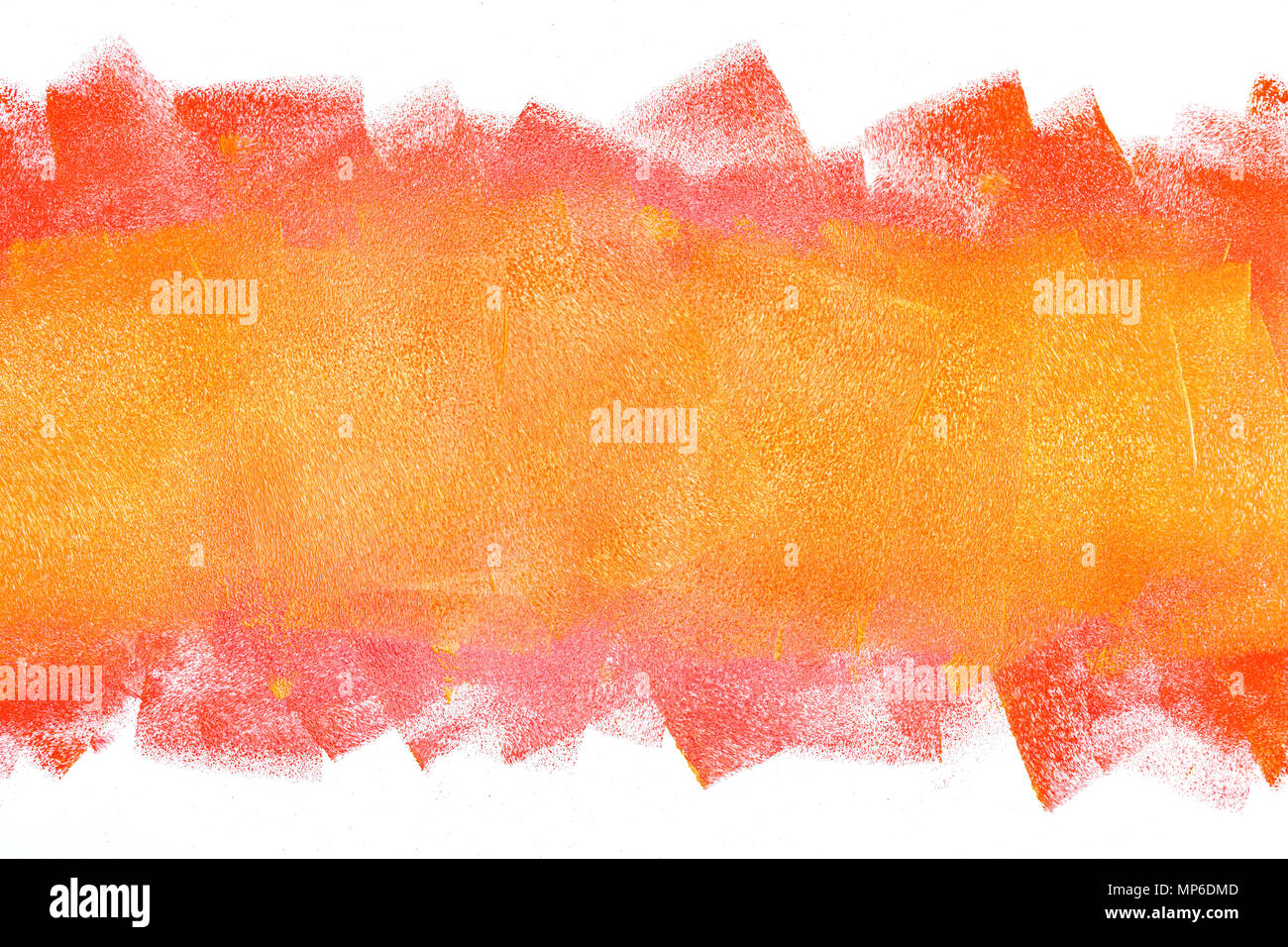 Hand bemalte Mauer Hintergrund von farbroller in rot und orange Farben Stockfoto