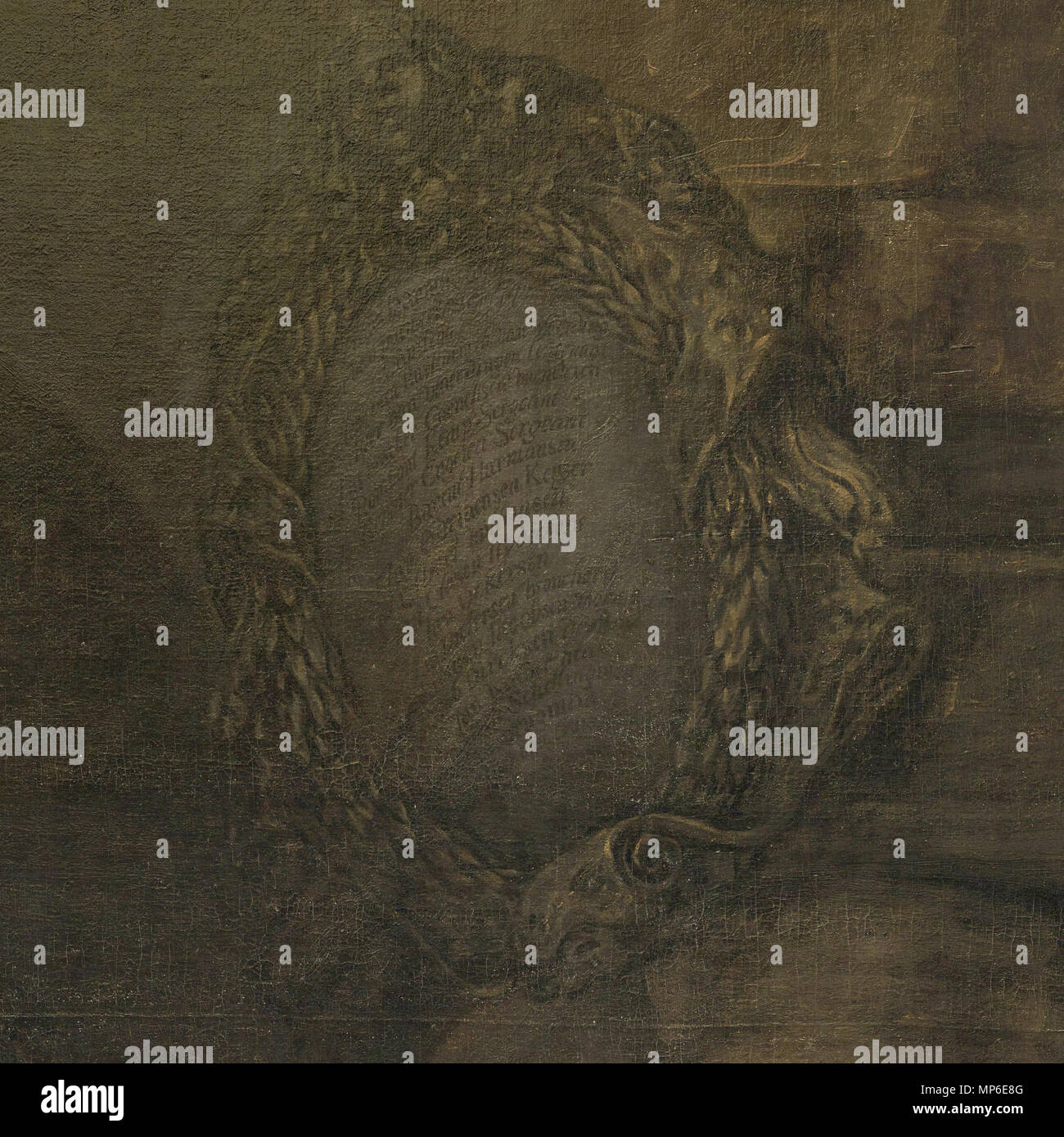 . Englisch: von Rembrandts Nachtwache Detail. Gezeigt wird der Schild mit dem Namen der abgebildeten Personen. Beachten Sie, dass dieses Bild aus dem ursprünglichen bearbeitet ist es mehr Kontrast zu geben. Frans Banning Cocq/Heer van Purmerlant en Ilpendam/Capiteijn/Willem van van Ruijtenburch Vlaerding/Heer van Vlaerdingen" Leutenant/Jan Visscher Cornelisen" vaendrich/Rombout Kemp "Sergeant/Reijnier Engelen "Sergeant/Barent Harmansen/Jan Adriaensen Keyser/Elbert Willemsen/Jan Clasen Ockersen Leijdeckers/Jan/Jan Pietersen bronchorst/Harman Iacobsen wormskerck/Jakob Dircksen de Roy/Jan vander Heede/w Stockfoto