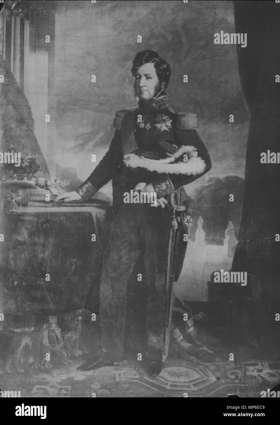 Französisch: Louis-Philippe 1er, Roi des Francais (1773-1850) Louis Philippe ich König der Franzosen (1830 - 1848). Englisch: Malerei von Louis-Philippe Frankreichs bei Iolani Palast. Eine Kopie der Malerei das von Franz Xaver Winterhalter von Napoleon III. Zu Kamehameha III im Jahr 1847 vorgestellt, Ankunft in den Inseln auf 1848, nur eine Woche vor seiner Abdankung. Hung im Blauen Zimmer der Iolani Palast während der Regierungszeit von König Kalakaua. [1]. ca. 1847. 825 Louis-Philippe I, Malerei, Iolani Palast (PP -75-5-027) Stockfoto