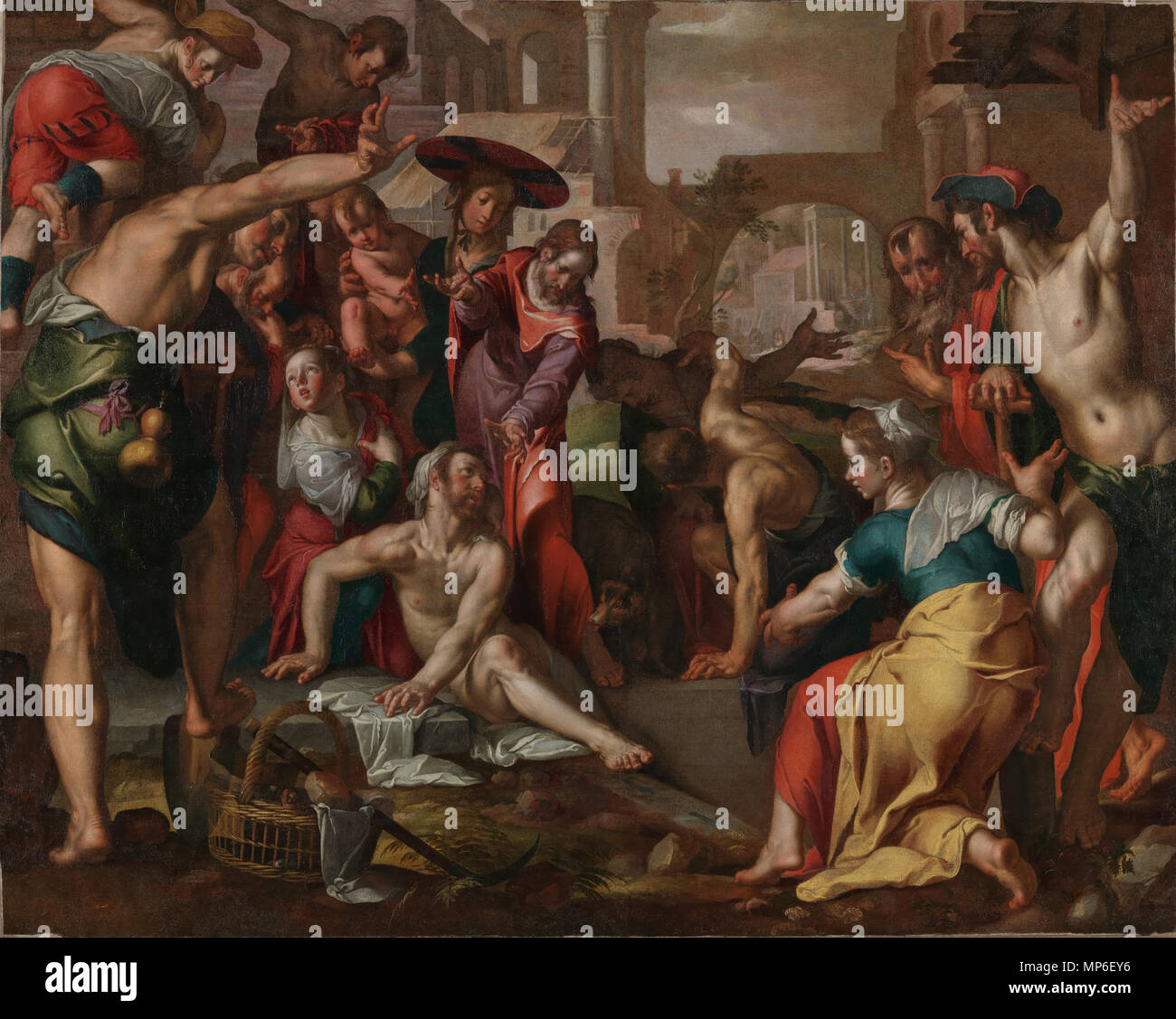 . Englisch: die Auferweckung des Lazarus, C. 1605-10, Joachim Wtewael, um 1605-10, Öl auf Leinwand, 131 x 162 cm, Leihgabe zur Nationalgalerie (2015) von Wycombe Museum. Das Gemälde wurde vor kurzem restauriert, Entfernen viel Schmutz und Lack. ca. 1610-1615. Joachim Wtewael (1566-1638) Alternative Namen Joachim Uytewael, Joachim, Joachim Wtenwael Uyttewael Antonisz, Joachim. Joachim wtewael Joachim Wttewael Tonisz. Wttewaal Beschreibung niederländische Maler und Zeichner Geburtsdatum / Tod 1566 1. August 1638 Ort der Geburt / Todes Utrecht Utrecht Arbeitsort Padua (1586-1590), Frankreich (1590-15 Stockfoto