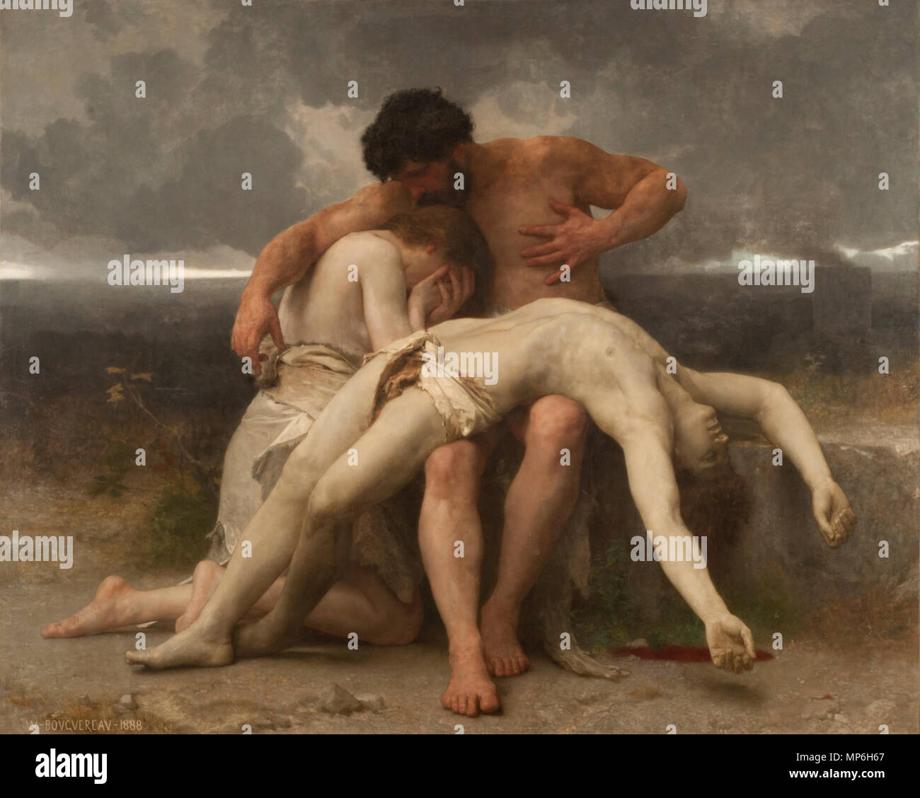 . Englisch: Die erste Trauer. William-Adolphe Bouguereau. Google Kulturinstitut. Museo Nacional de Bellas Artes de Buenos Aires. w 250 x h 203 cm. Öl auf Leinwand. . 1888. 1026 Premier deuil (El primer Duelo) - William-Adolphe Bouguereau - Google Kulturinstitut Stockfoto