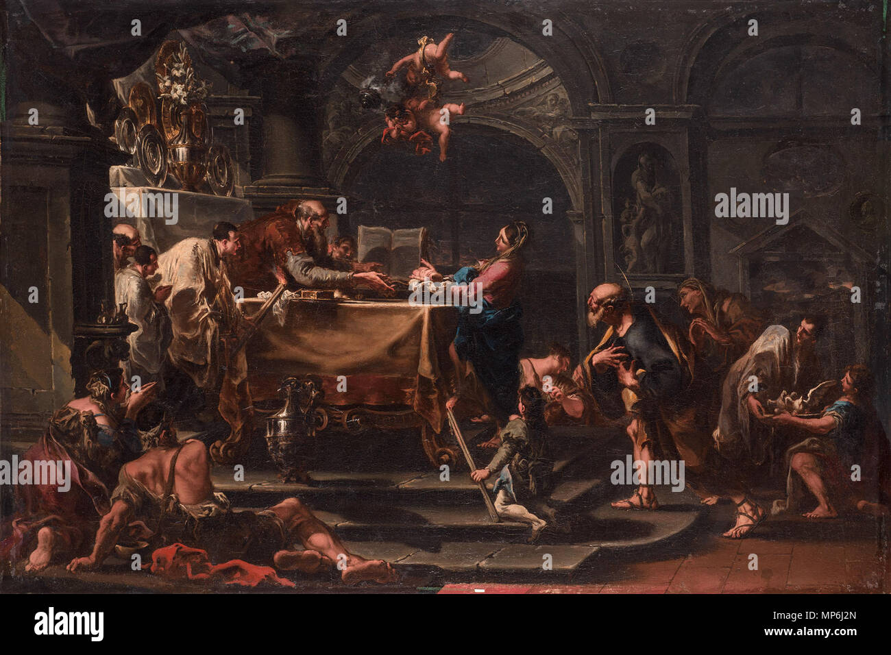 Alessandro MagnascoItalian, Genua, 1667-1749 Präsentation in der TempleOil auf Leinwand 28-1/4" x 42-1/4" w, Canvas, 37" x 51" w, frameWadsworth Atheneum Museum of Art, Hartford, Connecticut, die Ella Gallup Sumner und Maria CatlinSumner Sammlung Fund, 1937.471 1027 Presentazione di Gesù al Tempio -: Magnasco Stockfoto