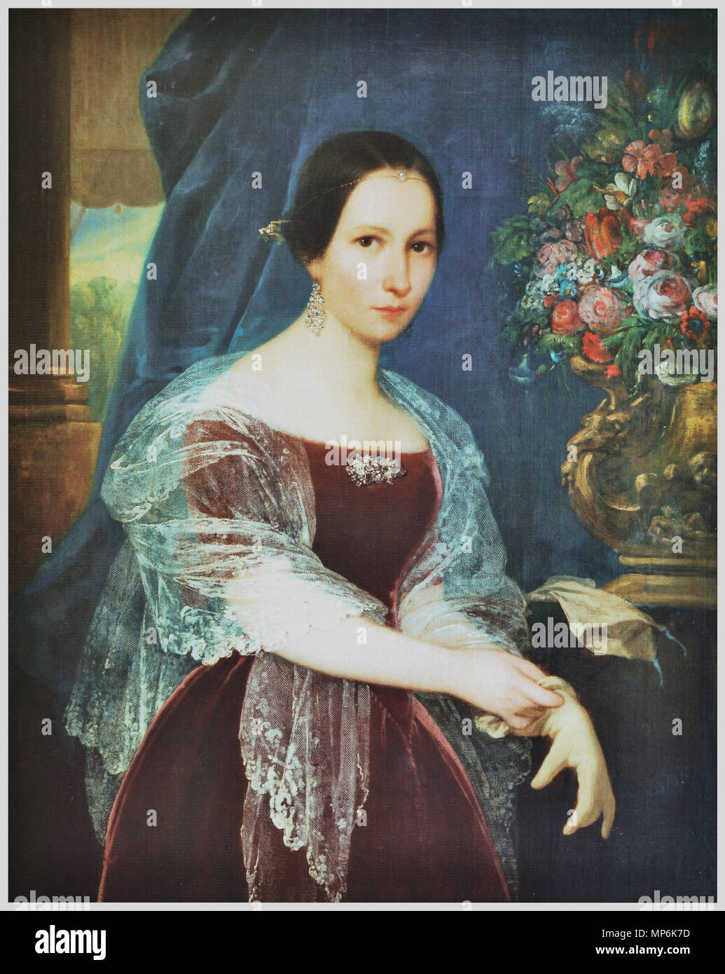 Retrato de Doña Enriqueta Pinto de Cabrales. Retrato de Enriqueta Pinto Garmendia de Cabrales (1815-1904), esposa del Presidente Manuel Bulnes. zwischen 1843 und 1857. 904 Monvoisin, Raymond - enriqueta Pinto de Cabrales-Ost 120 x 100 pc 1.1 Stockfoto
