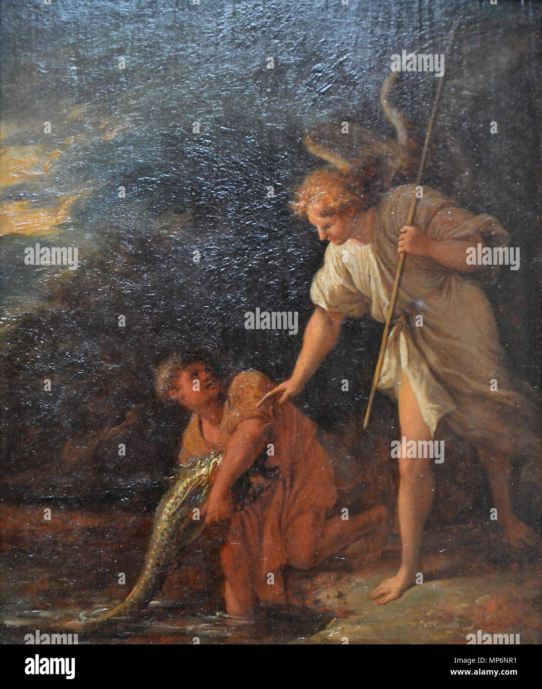 Français: Tobie et l'Ange 17. Jahrhundert. 1198 Tobie et l'Ange - Salvator Rosa-Q 18573613 Stockfoto