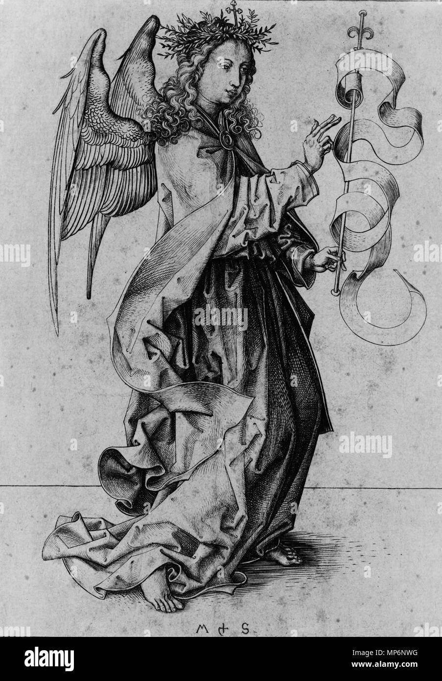 Der Engel der Verkündigung. Englisch: Der Engel der Verkündigung von Martin Schongauer, 1400. 1400 s. 1168 Der Engel der Verkündigung von Martin Schongauer Stockfoto