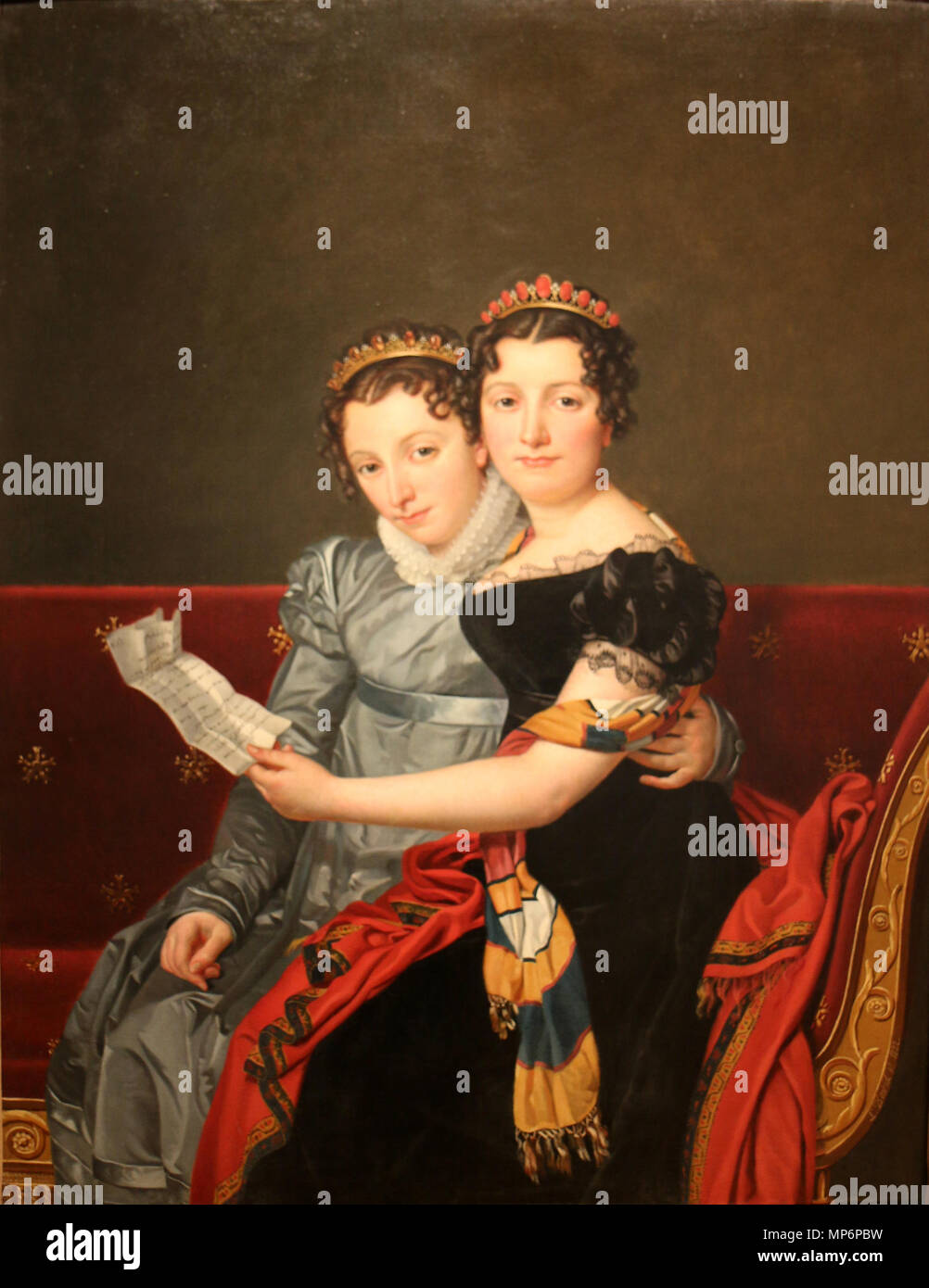 690 Jacques-Louis David - Porträt des Prinzessinnen Zénaïde et Charlotte Bonaparte Stockfoto