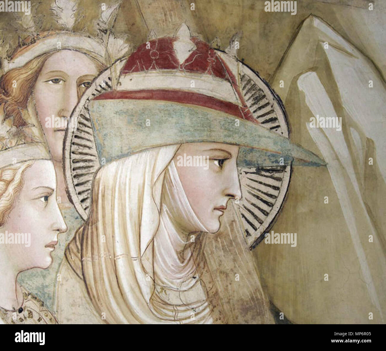 . Englisch: Detail von Saint Helena d'Agnolo Gaddi's Fresken in der Basilika von Santa Croce (oft als Entdeckung des wahren Kreuzes oder die Legende des Wahren Kreuzes bezeichnet). ca. 1380. 1136 St Helena detail Agnolo Gaddi Stockfoto