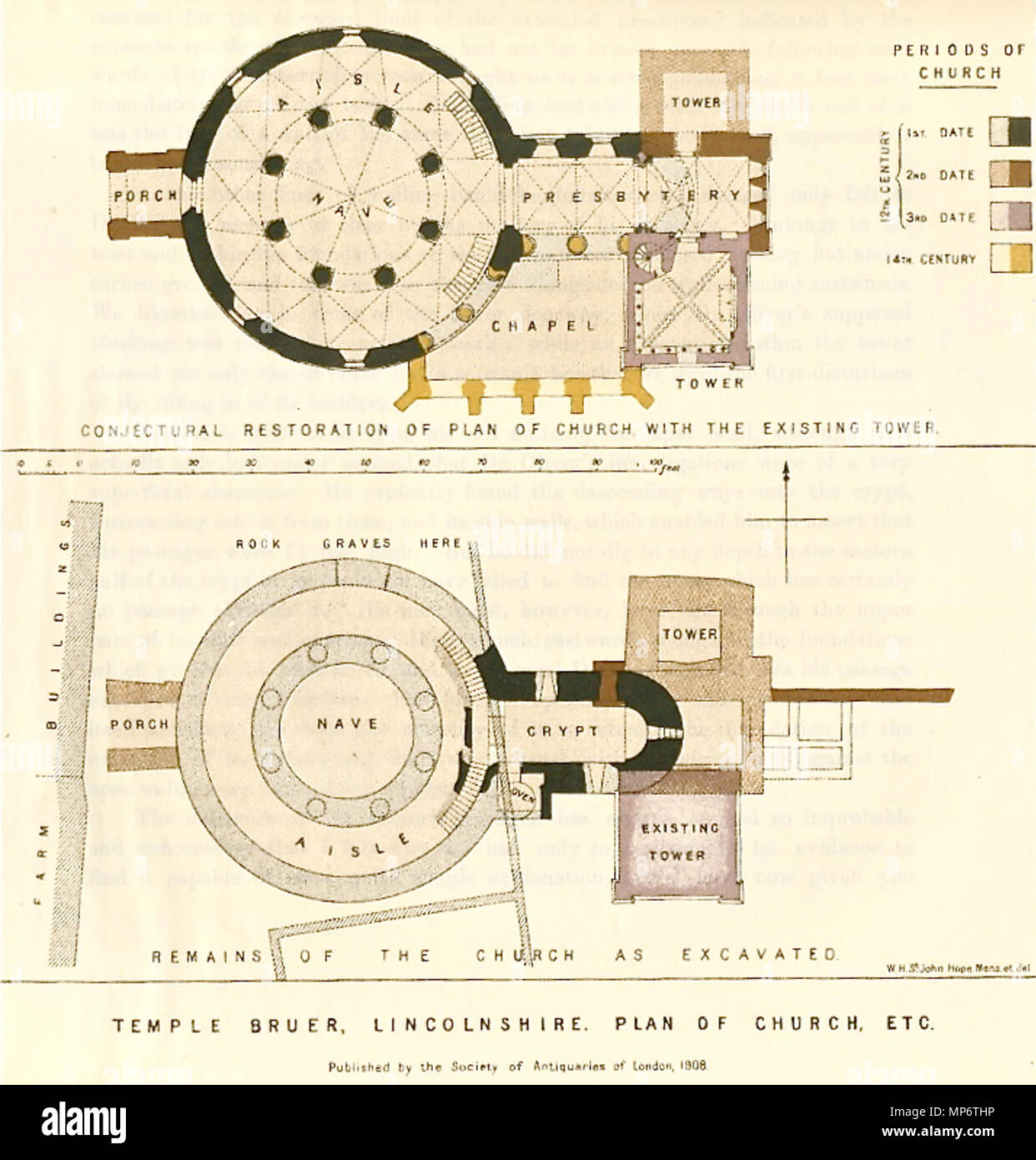 . Englisch: Pläne der Tempel Bruer präceptorinm von Sir William St John Hoffnung 1908. 1908. St John Hoffnung, W.H. 1164 Tempel Bruer Präceptorinm 3 Stockfoto