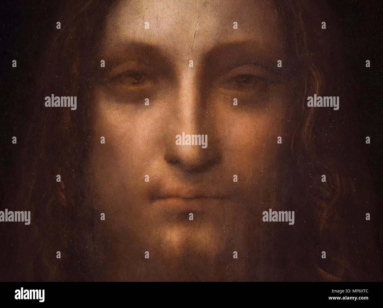 Salvator Mundi (Detail). Leonardo da Vinci, Salvator Mundi. Das Gemälde