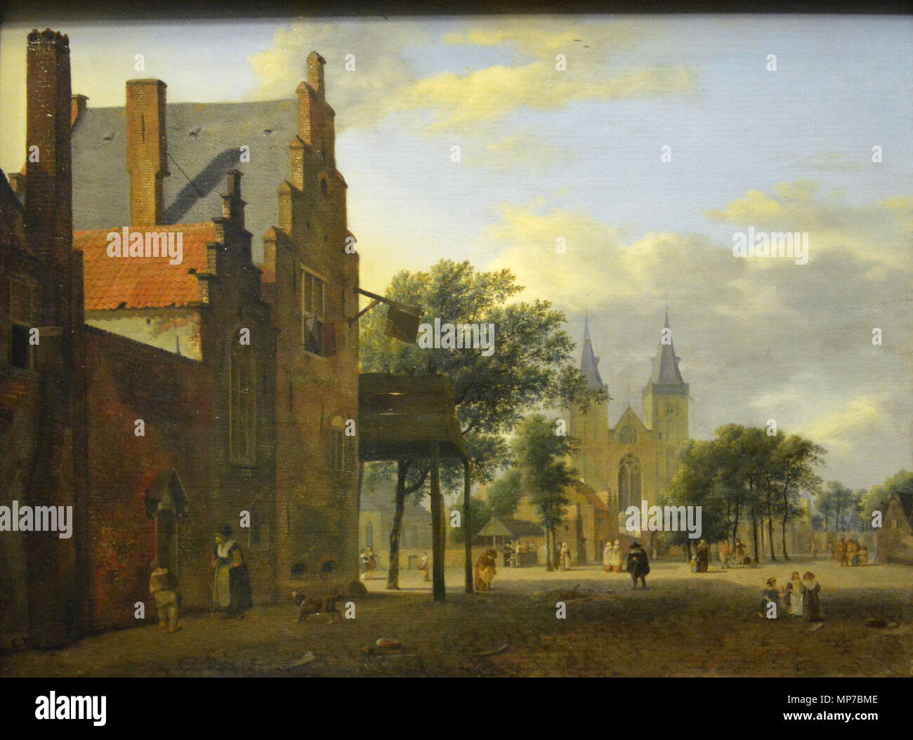 1008 Ort et Église Saint-Victor de Xanten - Jan van der Heyden - Adriaen van de Velde - Musée du Louvre Stockfoto