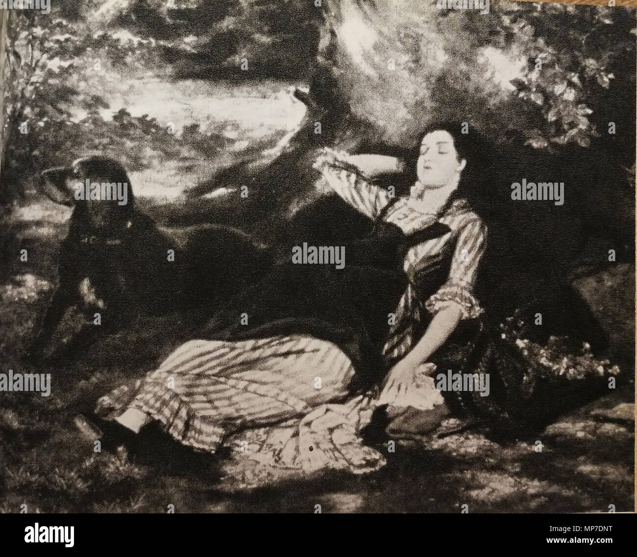 Cof. Englisch: Schlafende Frau, mit ihrem Hund, Öl auf Leinwand zu Gustave Courbet im Juli 1957 zugeschrieben, aber revealled als Fälschung von den Experten der Basler Museum und der Bally Sammlung. Nach 1875. Unbekannt 1128 Schlafende Frau, mit ihrem Hund - Fälschung, nicht ein Courbet Stockfoto Cof. Englisch: Schlafende Frau, mit ihrem Hund, Öl auf Leinwand zu Gustave Courbet im Juli 1957 zugeschrieben, aber revealled als Fälschung von den Experten der Basler Museum und der Bally Sammlung. Nach 1875. Unbekannt 1128 Schlafende Frau, mit ihrem Hund - Fälschung, nicht ein Courbet Stockfoto