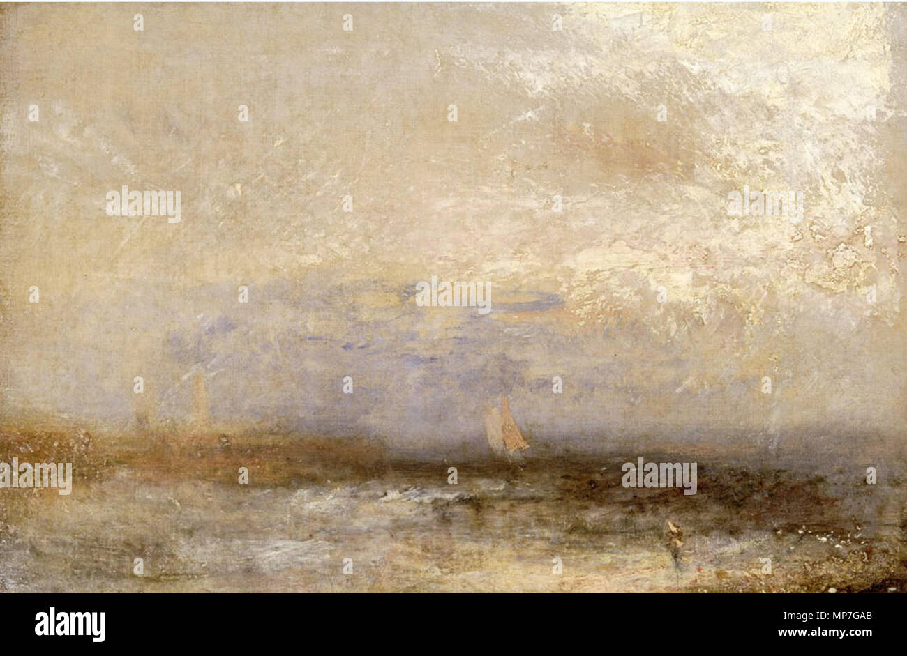 . Aus Margate. ca. 1840. J. M. W. Turner (1775 - 1851) Alternative Namen J. M. W. Turner Beschreibung britische Maler und Grafiker Geburtsdatum / Tod ca. 23 April 1775 vom 19. Dezember 1851 Ort der Geburt / Todes London Kategorie: Chelsea Arbeit Ort London, Großbritannien, Italien, Deutschland, der Schweiz Authority control: Q 159758 VIAF: 100900492 ISNI: 0000 0001 2145 4990 ULAN: 500026846 79060712 LCCN: n NLA: 35751158 WorldCat 681 J.M.W. Turner - Weg von Margate. Stockfoto