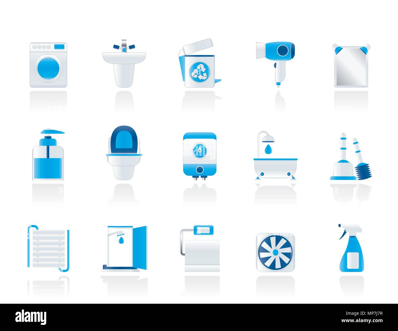 Bad und Wc Objekte und Symbole - Vektor Icon Set Stock Vektor