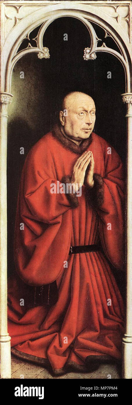 Deutsch: Das Genter Altarbild: Die Spender 1432. 703 Jan van Eyck - Der Genter Altar - Die Spender - WGA 07683 Stockfoto