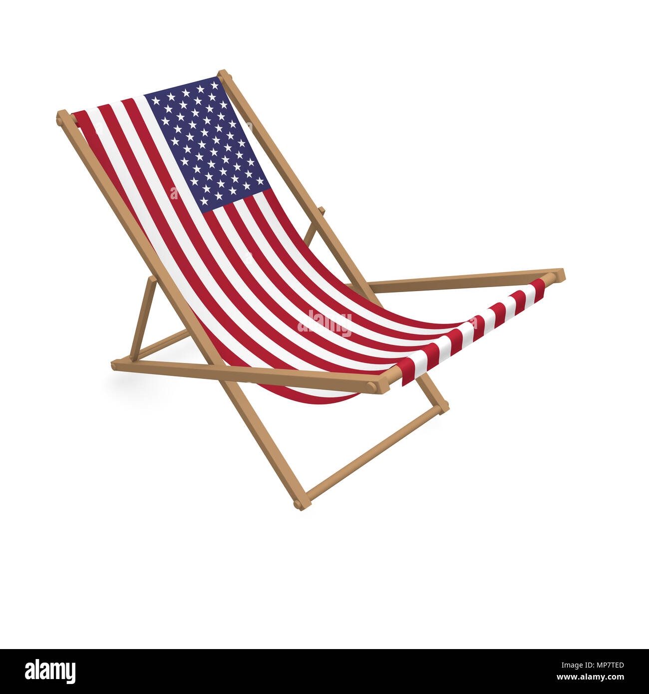 Stuhl Deck mit der Flagge von Großbritannien, 3D-Rendering Stockfoto