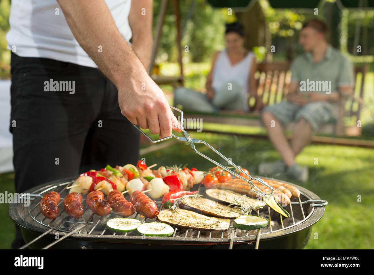 In der Nähe des Grill frisch leckeres Essen Stockfoto