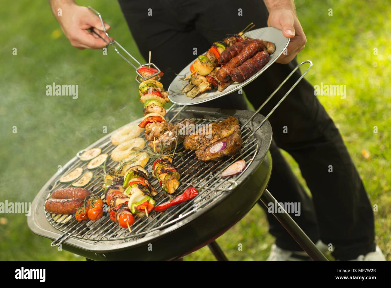 Close-up Sommer Grill im Garten Stockfoto