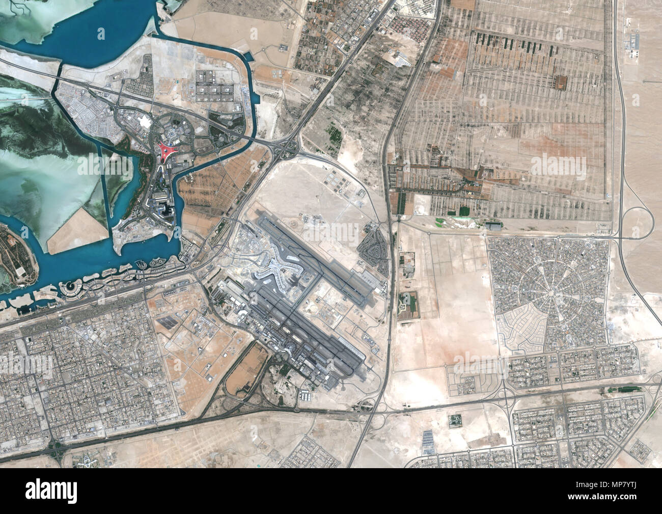 Vom Internationalen Flughafen Abu Dhabi, Vereinigte Arabische Emirate Stockfoto