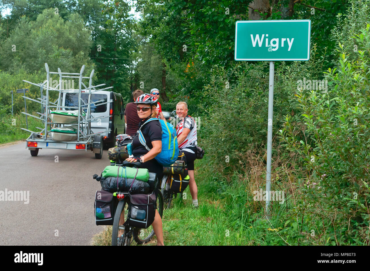 Fahrrad Reise nach Wigierski Park in Polen, Radtouren August 2017, Olga Alymova, Sergej Tsekalo, Andrej Schewtschenko, mit dem Fahrrad, um mit Ihren Freunden zu reisen Stockfoto