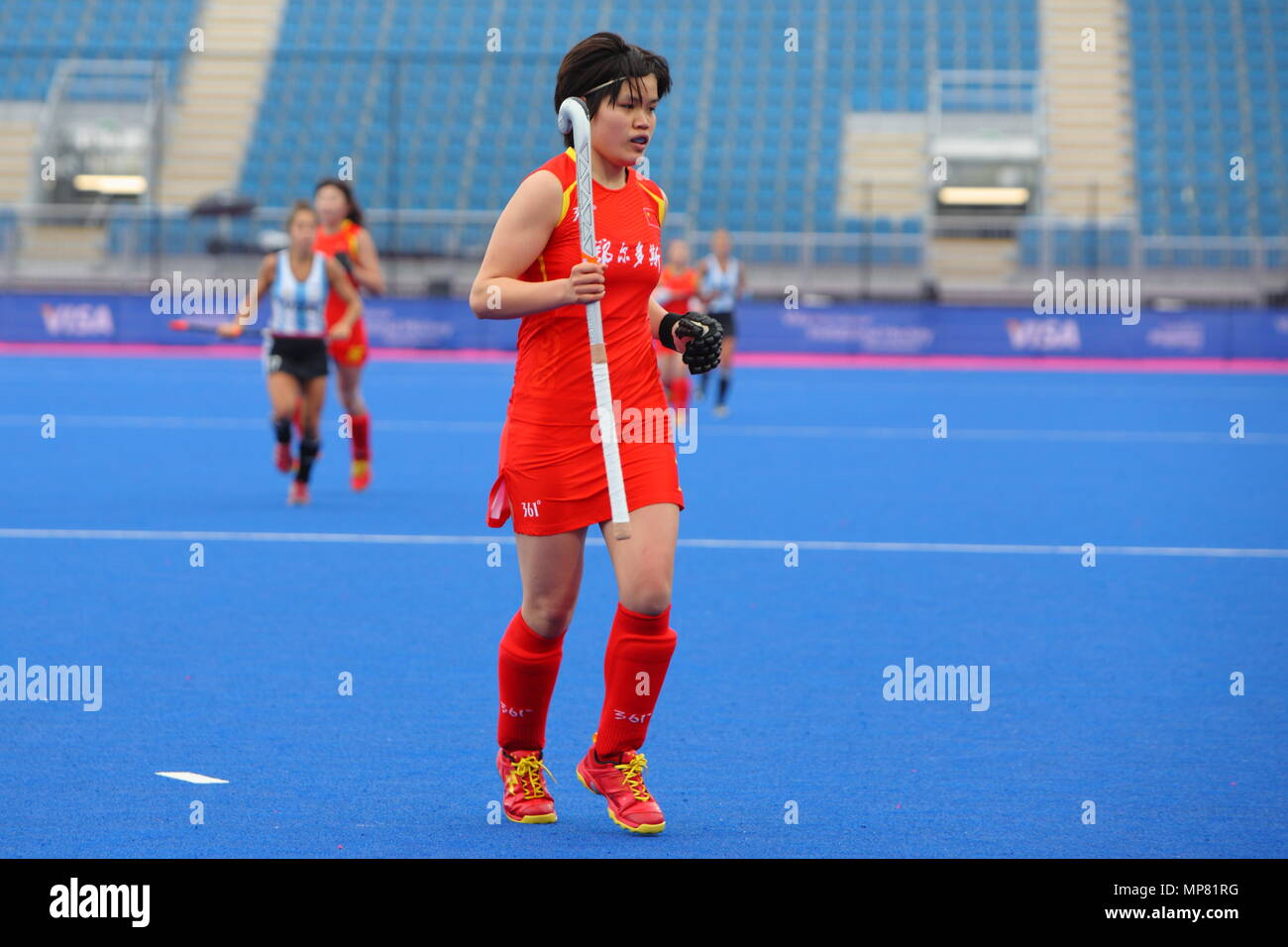 Die Visa International Einladungs Hockey Turnier, Argentinien vs China an der Hockey Stadion London Olympic Park 2. Mai 2012 --- Bild von: © Paul Cunningham Stockfoto